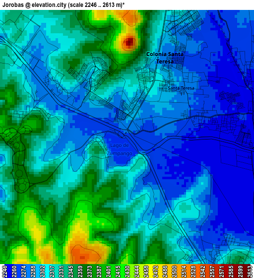 Jorobas elevation map