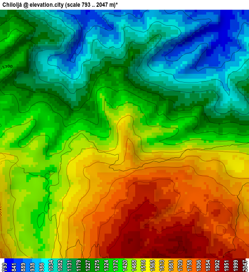 Chiloljá elevation map