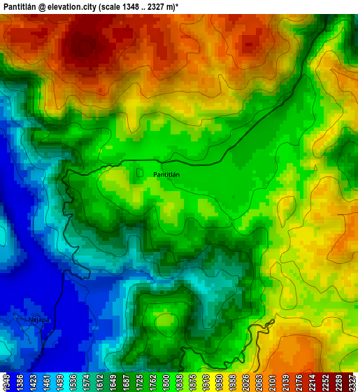Pantitlán elevation map