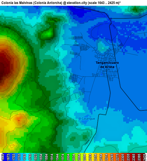 Colonia las Malvinas (Colonia Antorcha) elevation map