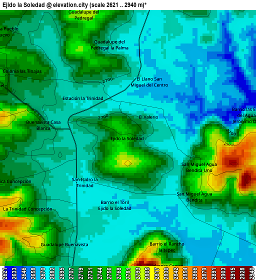 Ejido la Soledad elevation map