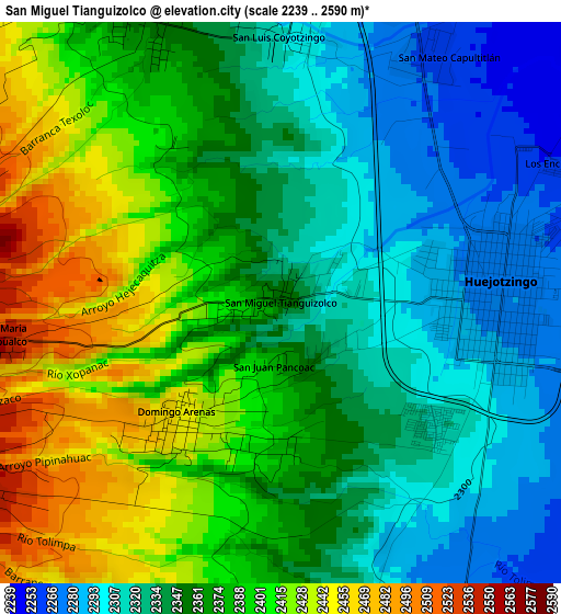 San Miguel Tianguizolco elevation map