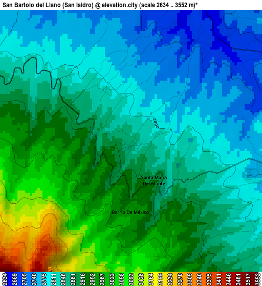 San Bartolo del Llano (San Isidro) elevation map