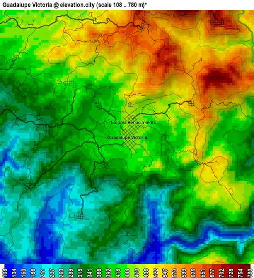 Guadalupe Victoria elevation map