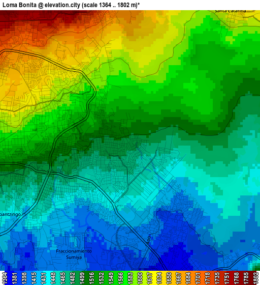 Loma Bonita elevation map