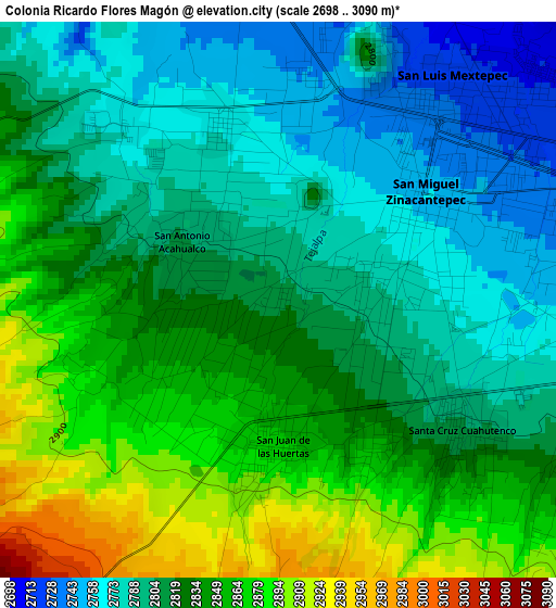 Colonia Ricardo Flores Magón elevation map