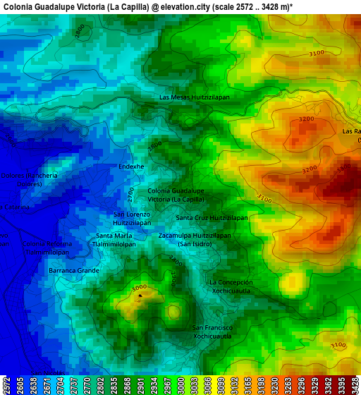 Colonia Guadalupe Victoria (La Capilla) elevation map