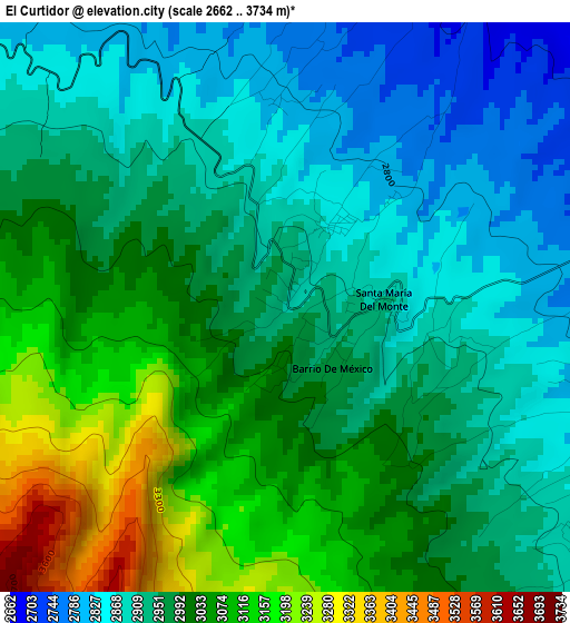 El Curtidor elevation map