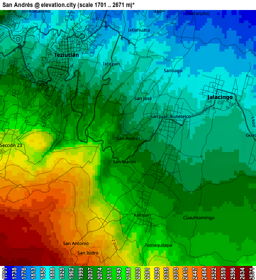 San Andrés elevation map