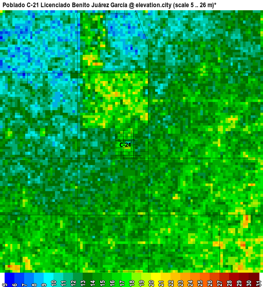 Poblado C-21 Licenciado Benito Juárez García elevation map