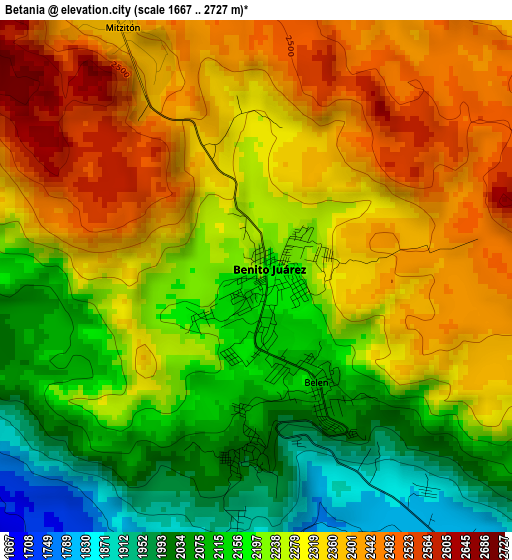 Betania elevation map