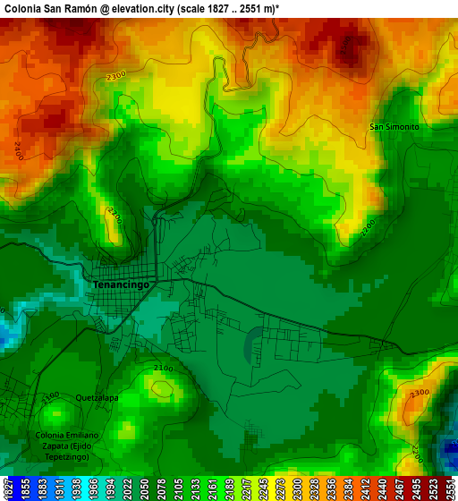 Colonia San Ramón elevation map