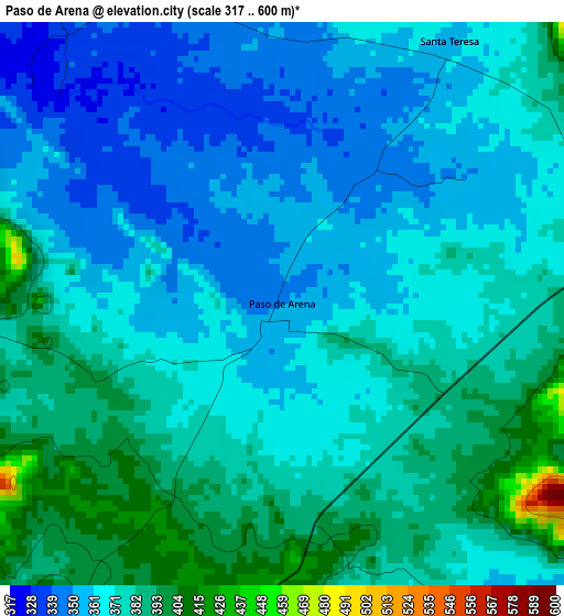 Paso de Arena elevation map