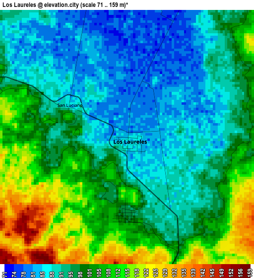 Los Laureles elevation map