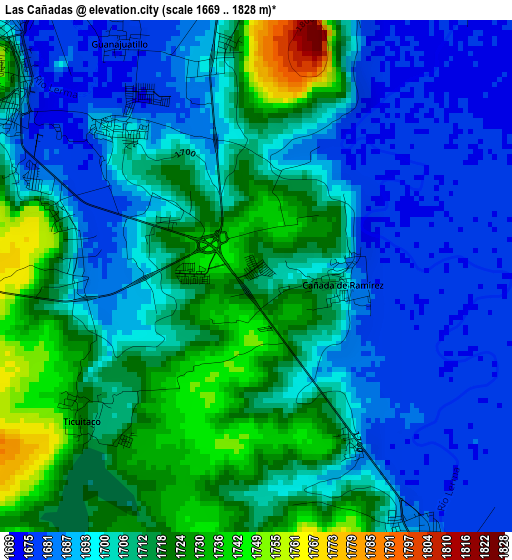 Las Cañadas elevation map