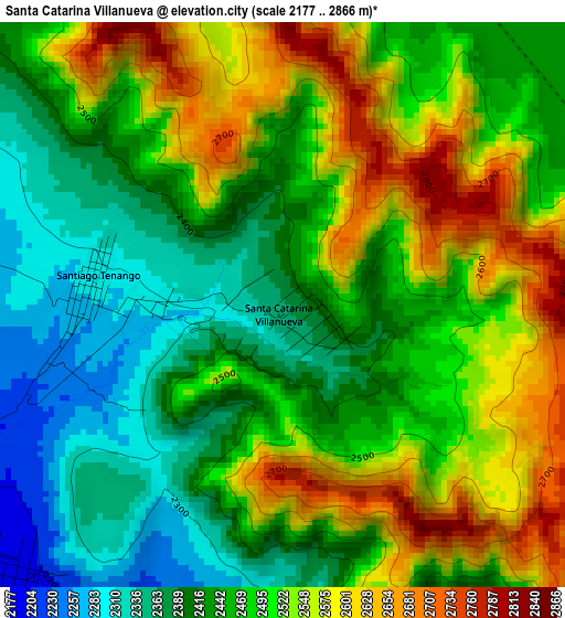 Santa Catarina Villanueva elevation map