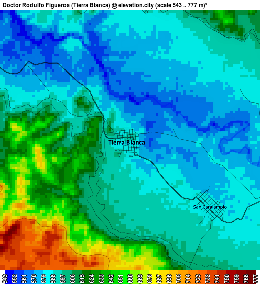 Doctor Rodulfo Figueroa (Tierra Blanca) elevation map