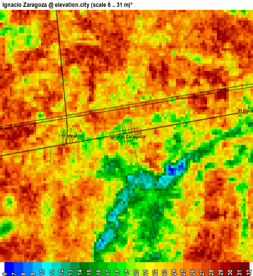 Ignacio Zaragoza elevation map