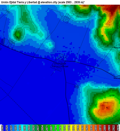 Unión Ejidal Tierra y Libertad elevation map