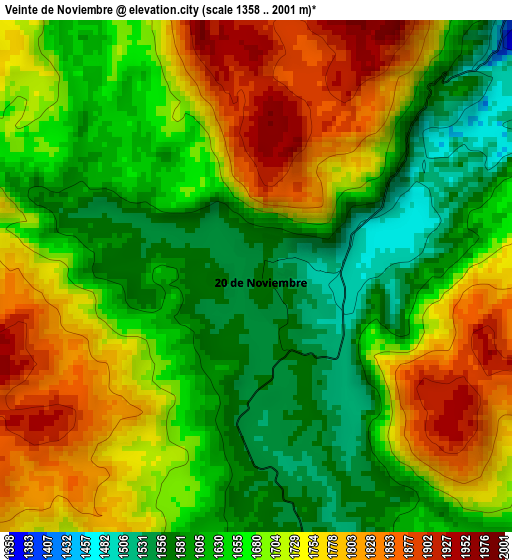 Veinte de Noviembre elevation map