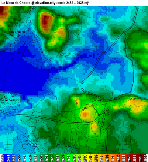 La Mesa de Chosto elevation map