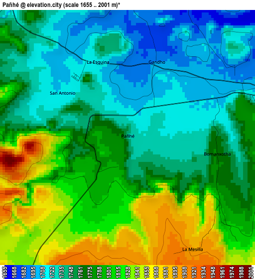 Pañhé elevation map