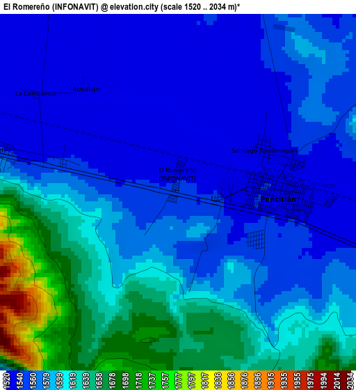 El Romereño (INFONAVIT) elevation map