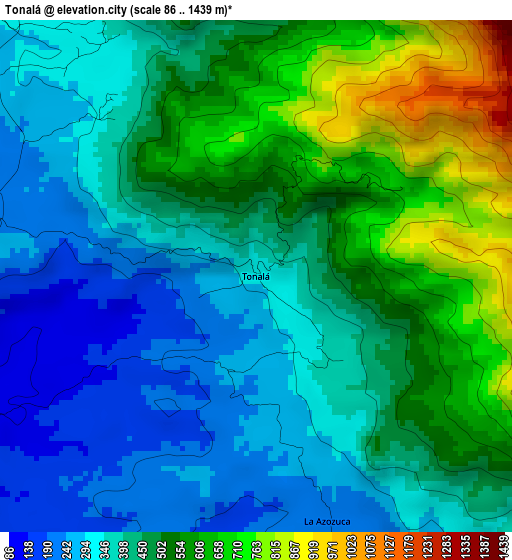 Tonalá elevation map