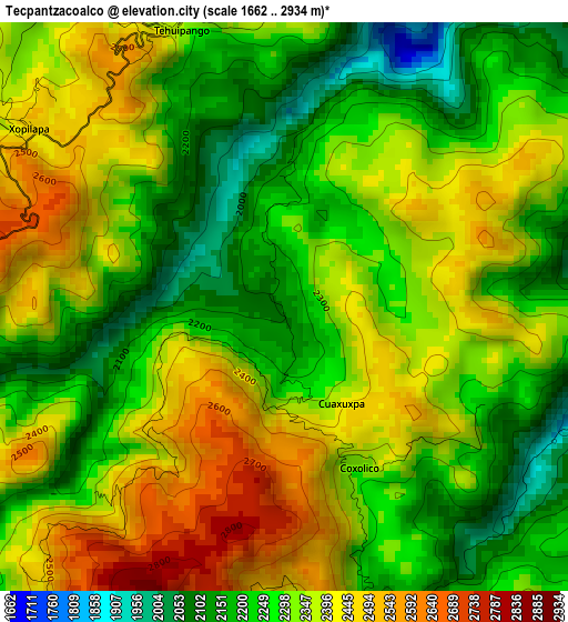 Tecpantzacoalco elevation map