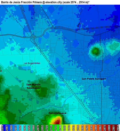 Barrio de Jesús Fracción Primera elevation map