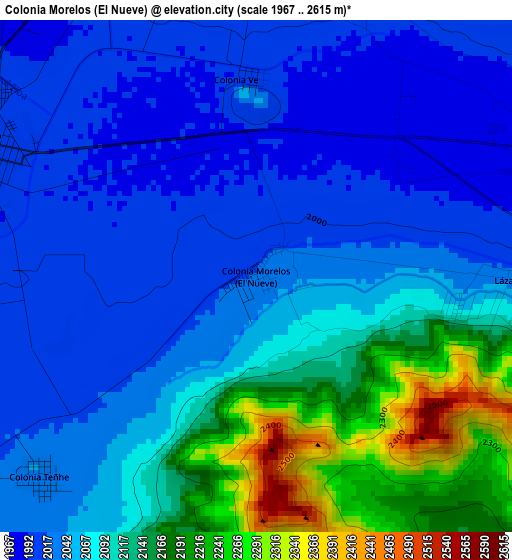 Colonia Morelos (El Nueve) elevation map