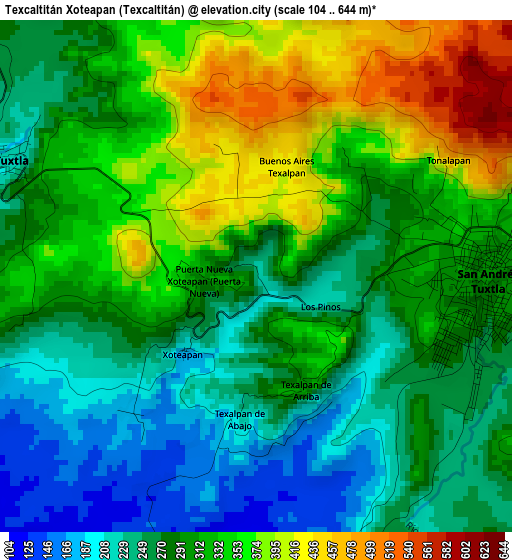 Texcaltitán Xoteapan (Texcaltitán) elevation map