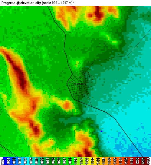 Progreso elevation map