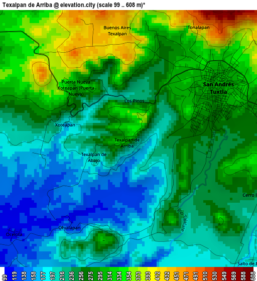 Texalpan de Arriba elevation map