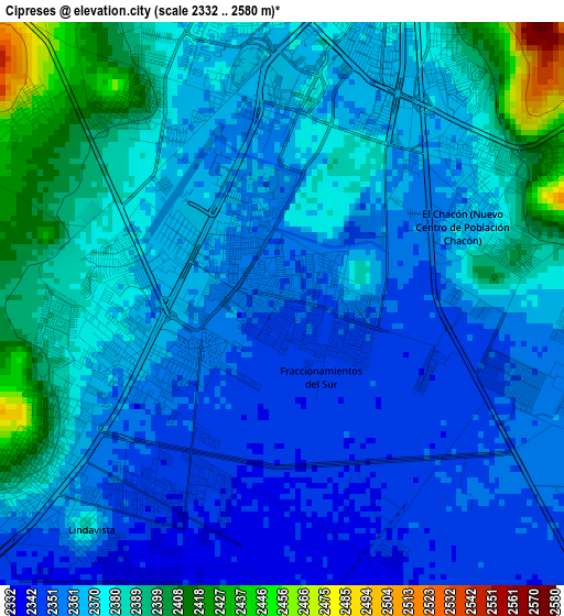 Cipreses elevation map