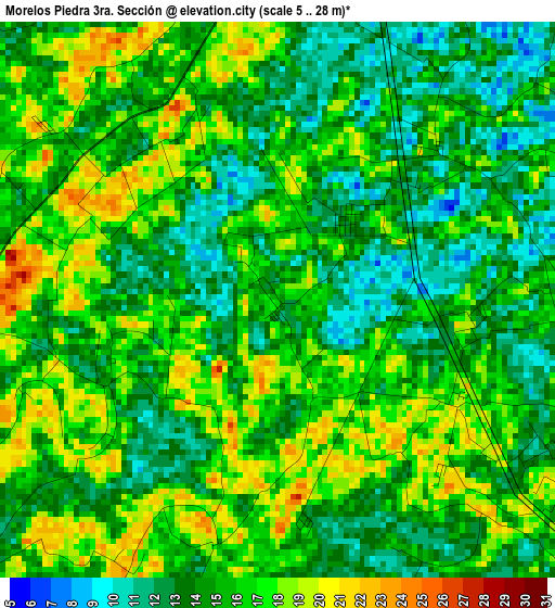 Morelos Piedra 3ra. Sección elevation map