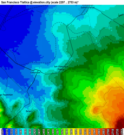 San Francisco Tlaltica elevation map