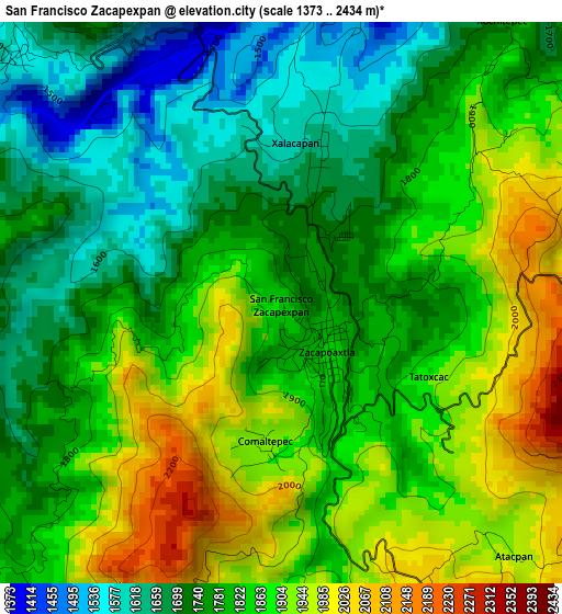 San Francisco Zacapexpan elevation map