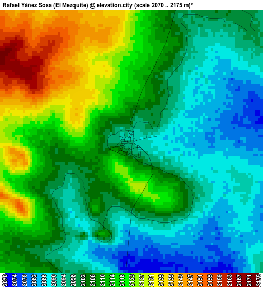Rafael Yáñez Sosa (El Mezquite) elevation map