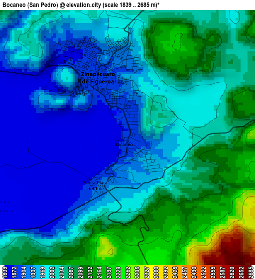 Bocaneo (San Pedro) elevation map