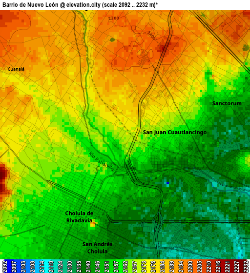 Barrio de Nuevo León elevation map