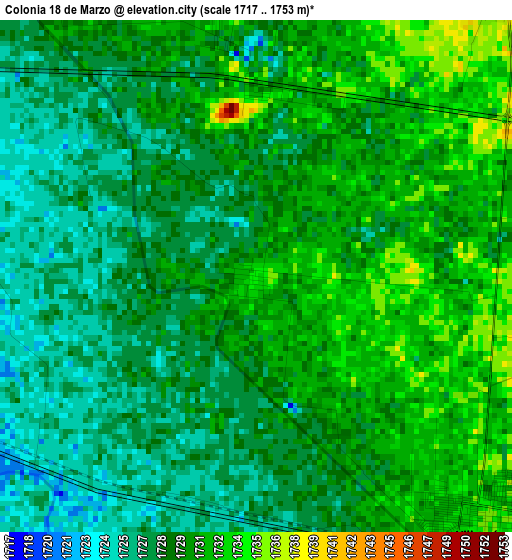 Colonia 18 de Marzo elevation map