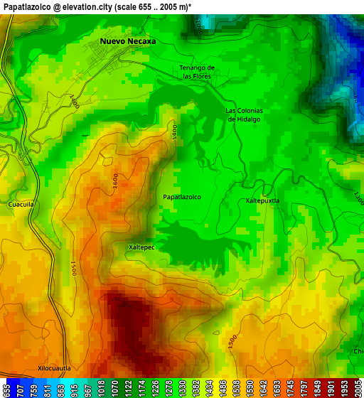 Papatlazolco elevation map