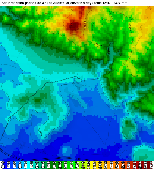 San Francisco (Baños de Agua Caliente) elevation map