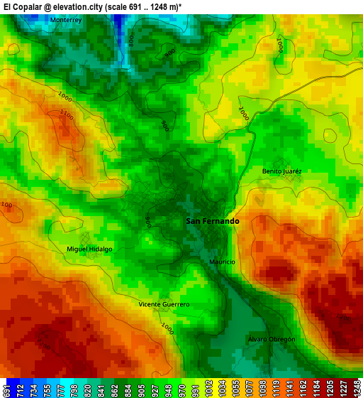 El Copalar elevation map