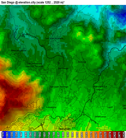 San Diego elevation map