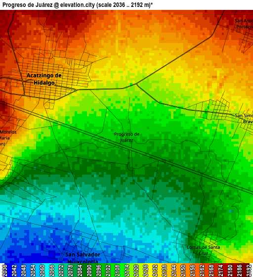 Progreso de Juárez elevation map