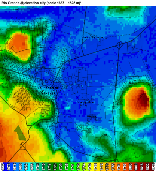 Río Grande elevation map