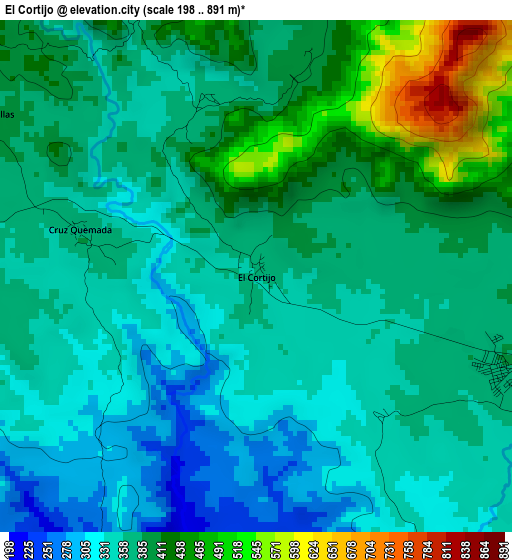 El Cortijo elevation map