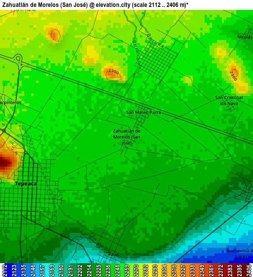 Zahuatlán de Morelos (San José) elevation map